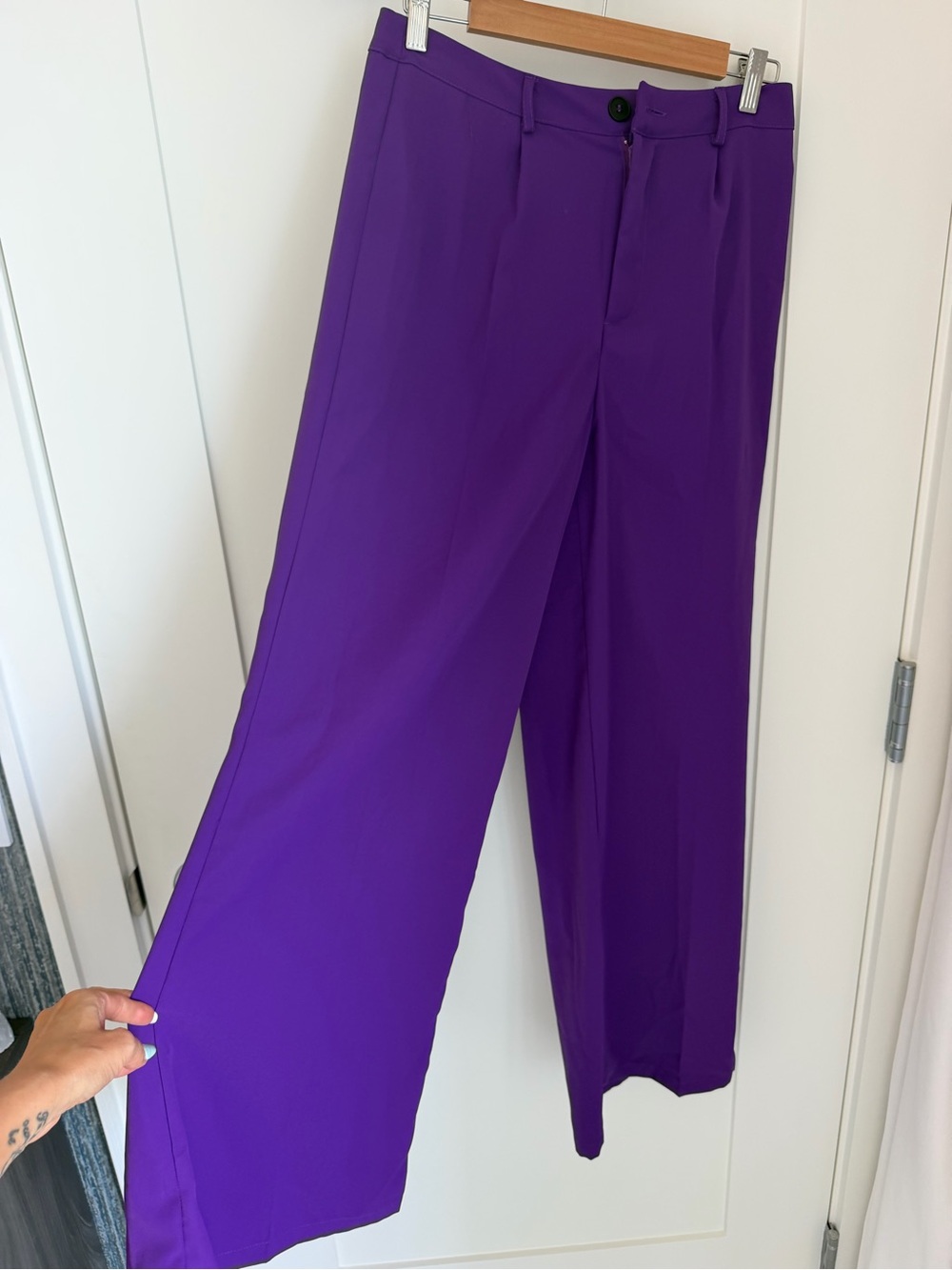 Wide Leg High-Rise Pants in Purple - Picture 2 of 5